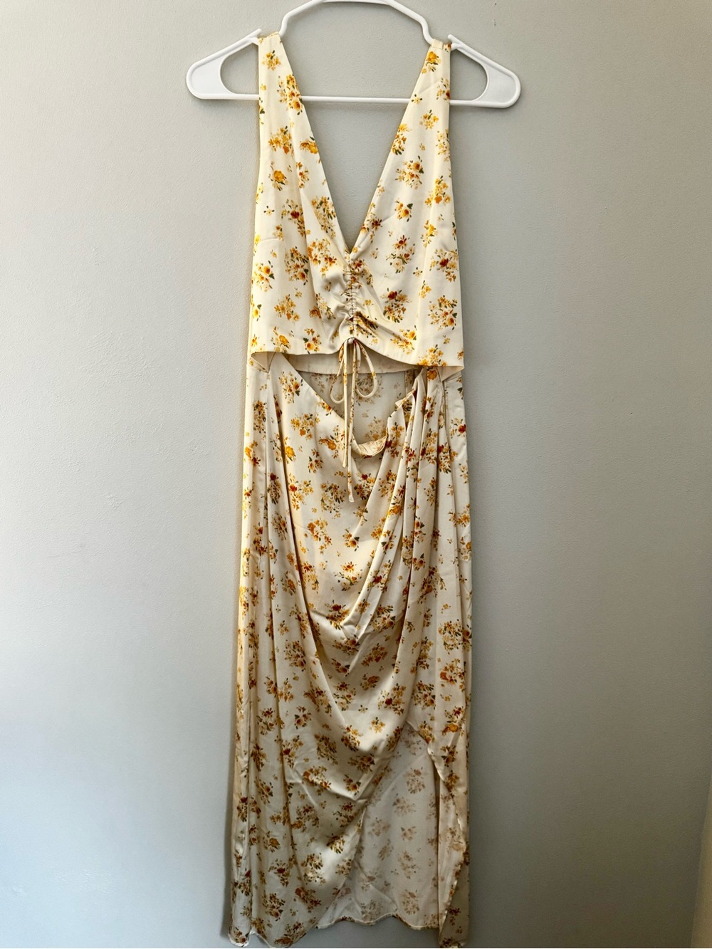 Abercrombie & Fitch Cream Maxi Dress with Yellow Floral Print
